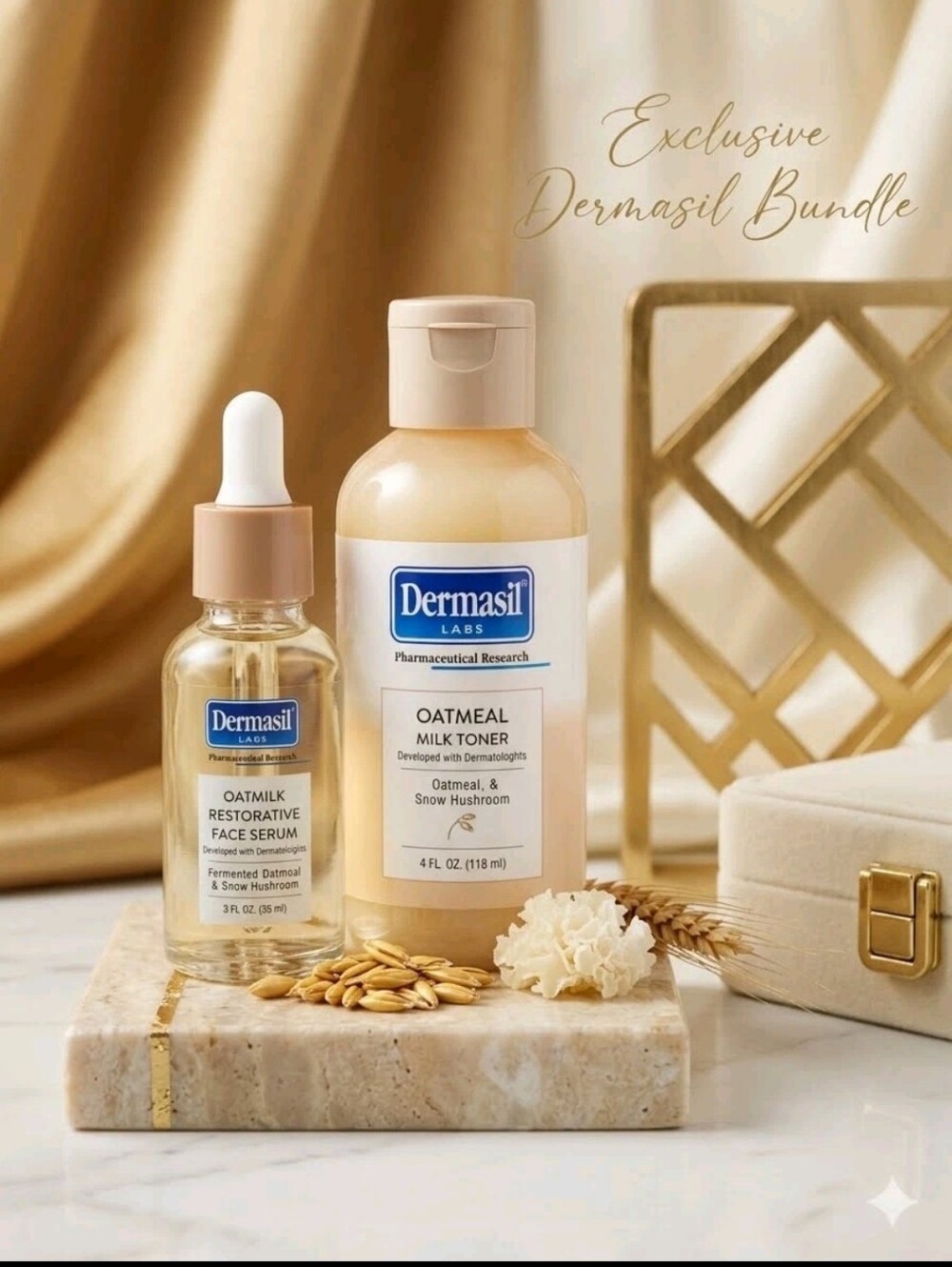 Dermasil Labs Oatmeal Milk Toner and Oatmilk Restorative Face Serum set